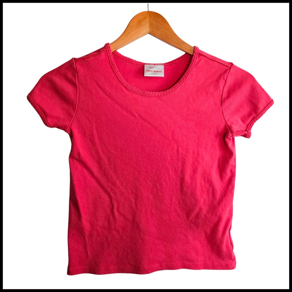 Hanna Andersson Basic Tee Top Short Sleeve Crew Neck Red US 10‎